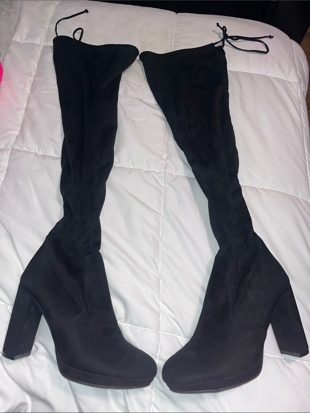 Forever 21 Black Over-the-Knee thigh high Block Heel Boots